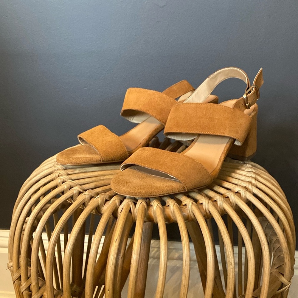 Brown Suede Block Heel Shoes, Made in Italy, New, size 9-1/2